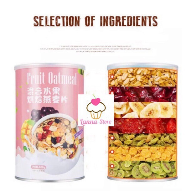 [GIẢM CÂN] Ngũ cốc ăn kiêng mix hạt, hoa quả OATMEAL hộp 500g - Miêu Thương Lan Đình Đài Loan