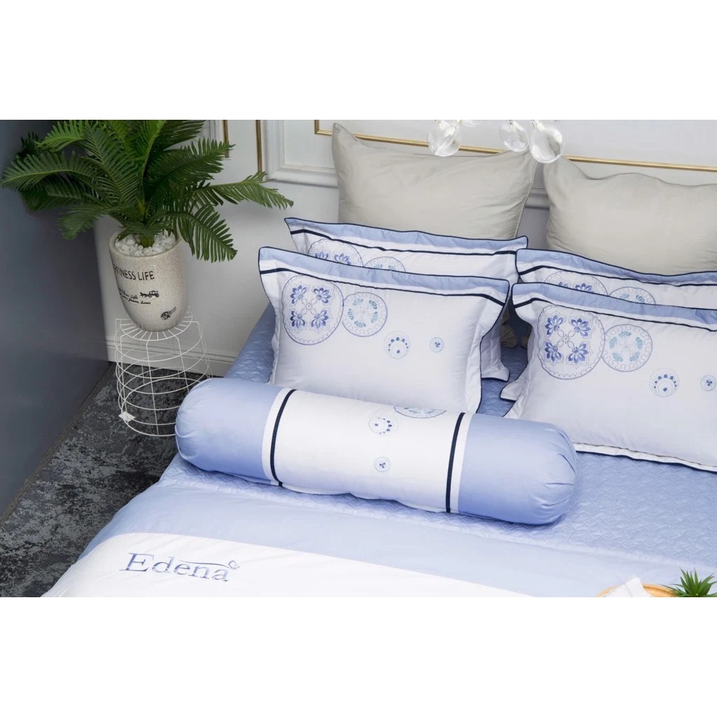 Vỏ gối nằm & gối ôm Cotton Solid Edena - Chính hãng - cao cấp in Maybedding