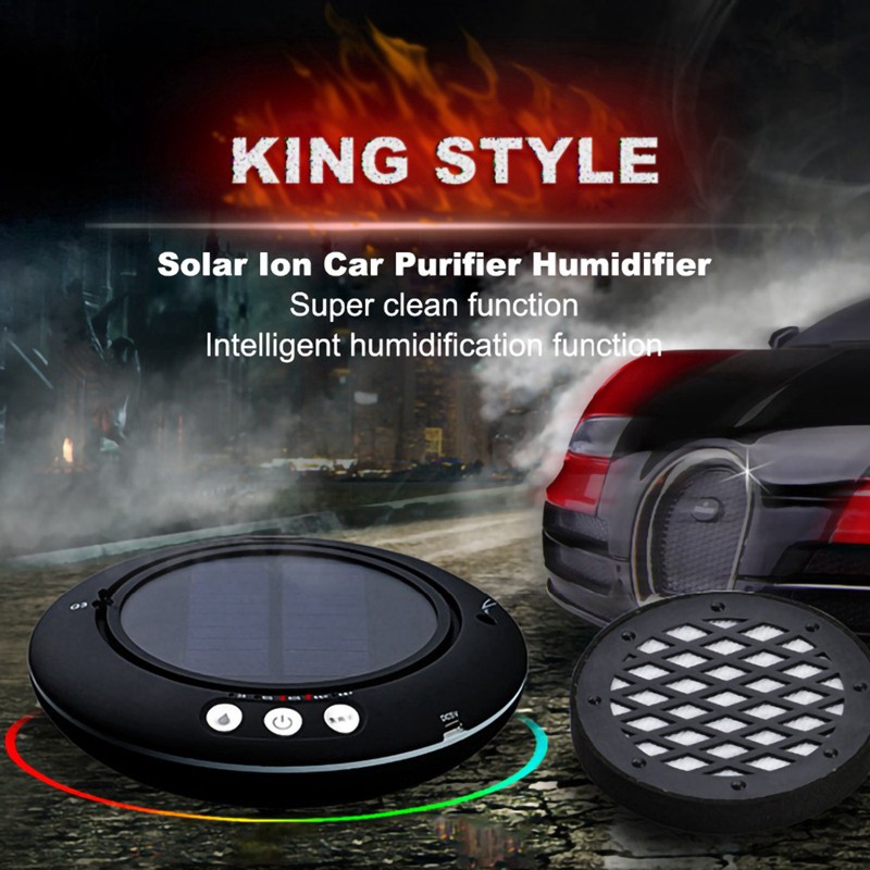 [On Sale]Car Solar Air Purifier Home Solar Air Purifier Mini Humidifier Negative Ion Car Oxygen Bar Vehicle Accessories Black