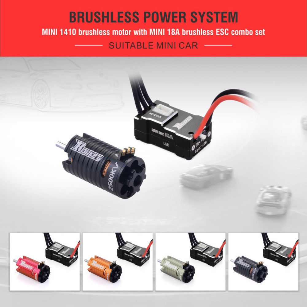 Động Cơ Không Chổi Than Mini 1410 2500KV 3500KV 5500KV 7500KV 9500KV 18A ESC Cho 1/24 1/28 1/32 Kyosho Mini-Z AWD RC