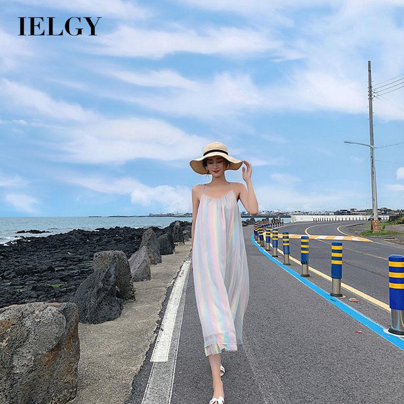 IELGYĐầm Dài Dáng Rộng Màu Sắc Thời Trang Hàn Quốc Xinh Xắn Cho Nữ