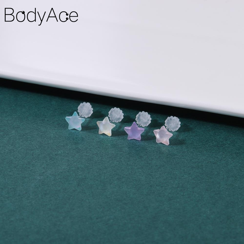 1 Đôi Khuyên Tai Nhựa Trong Suốt Hình Động Vật / Mặt Trăng / Trái Tim Dễ Thương