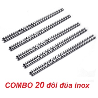 combo 20 đôi đũa inox xoắn