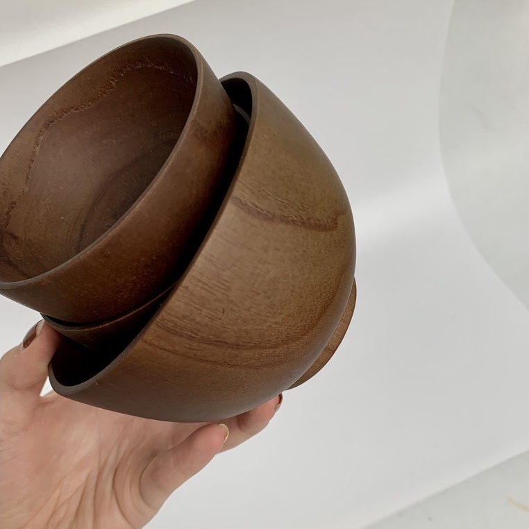 Bát Ăn Cơm Gỗ Xoan, Bát Gỗ Decor Trang Trí Chụp Ảnh Phong Cách Nhật Bản Màu Nâu Đen Của Vitrapro