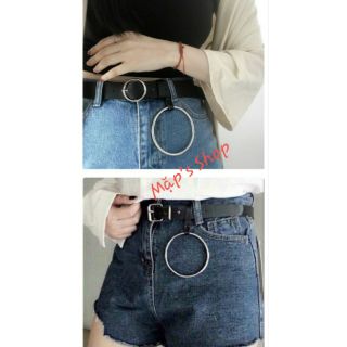 Thắt lưng da nữ khóa vuông, khóa tròn kèm khuyên tròn đẹp như hình