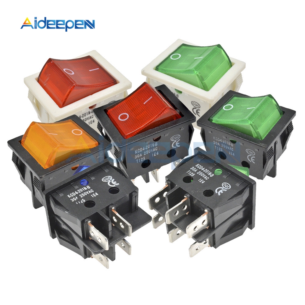 KCD4 High Current Rocker Switch Power Switch 2 position ON-OFF 4 Pins 6 Pins Electrical Equipment With Light Switch 30A 250V | BigBuy360 - bigbuy360.vn