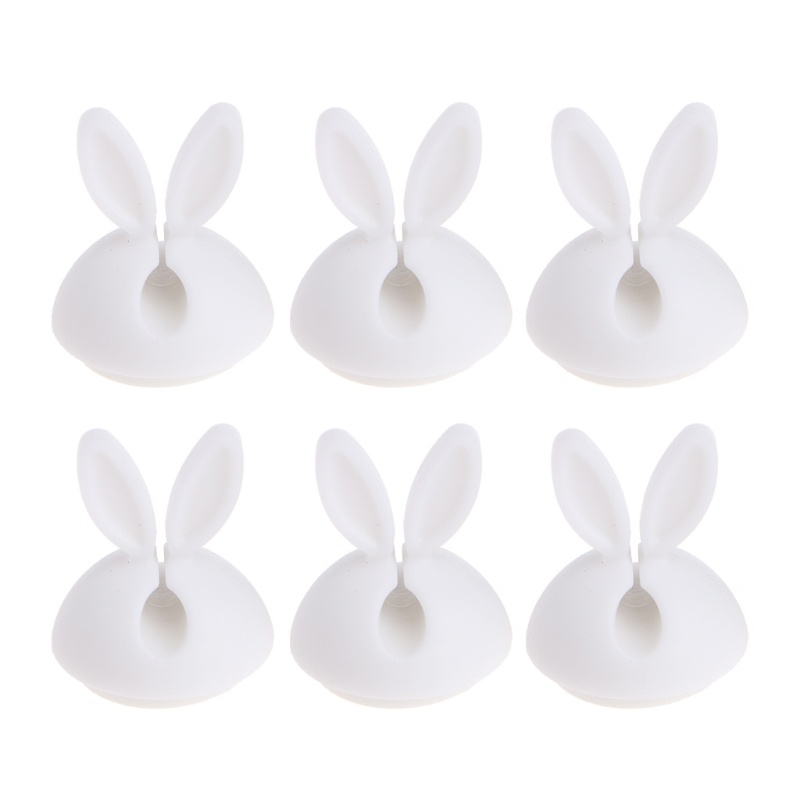 Set 6 Kẹp Quấn Dây Cáp Hình Tai Thỏ Dễ Thương Giá Đỡ