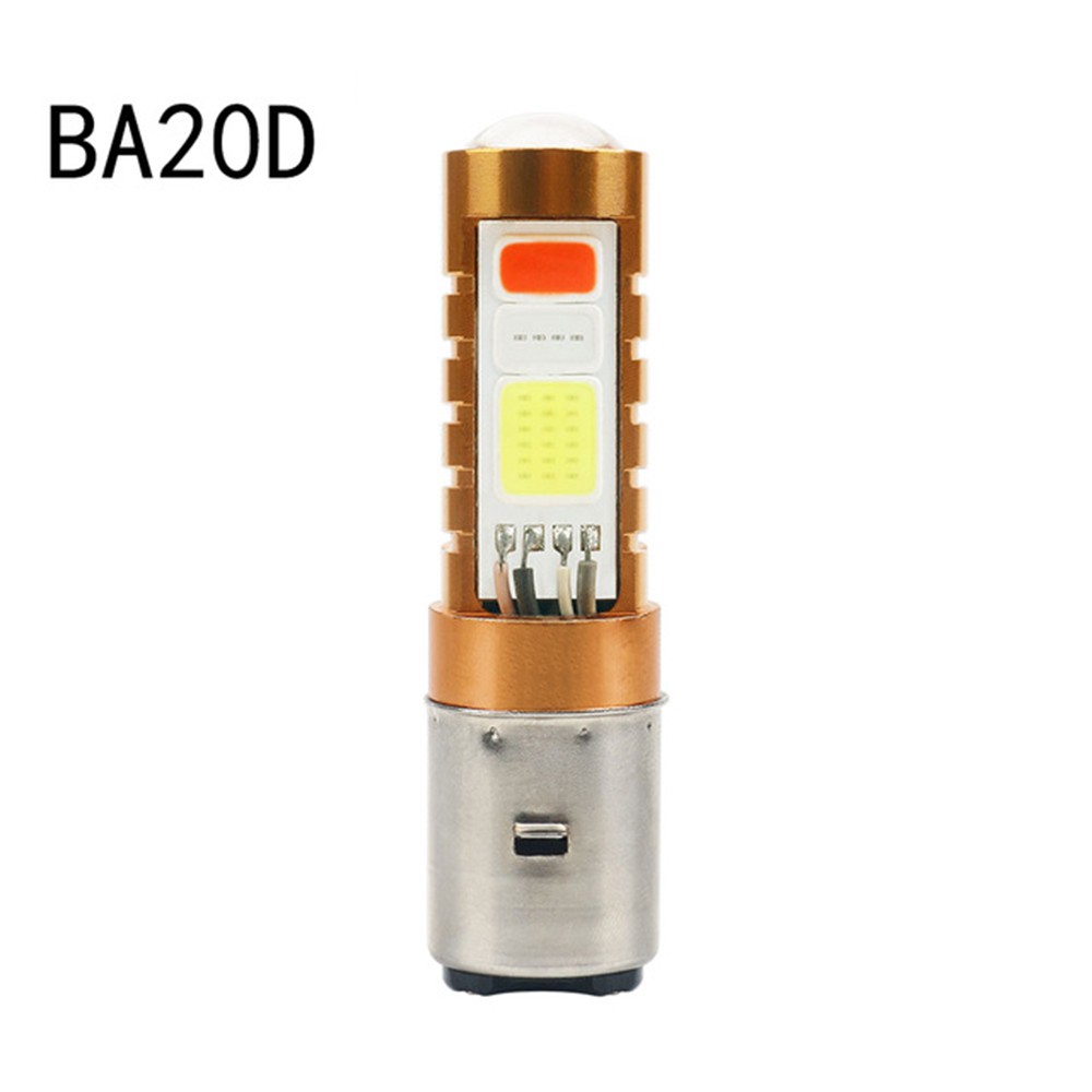 1 Đèn Pha Xe Máy H4 P15D Ba20D Cob Led 3 Màu Siêu Sáng Drl Atv Utv 9-80v