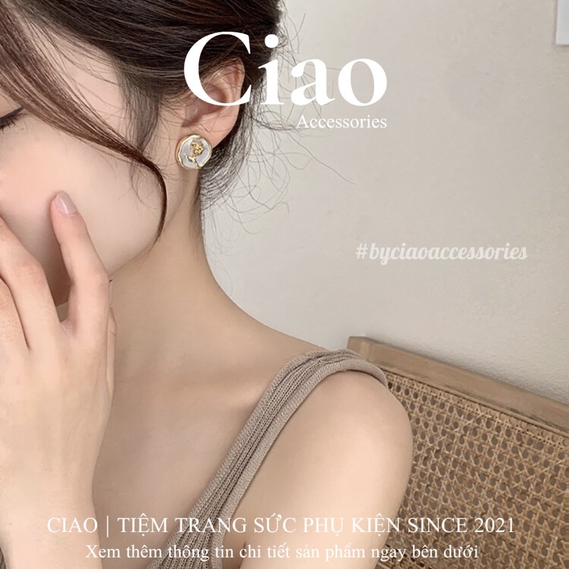 [HOẢ TỐC 1H] Khuyên tai/ Bông tai mạ bạc S925 thiết kế hoa hồng sang trọng Marriot Ciao