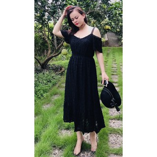 Đầm maxi trễ vai ren