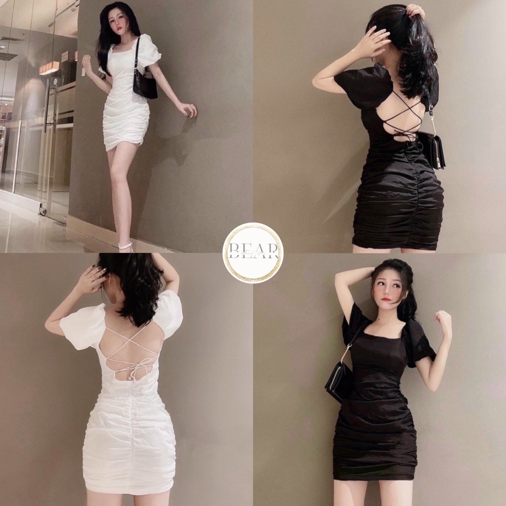 ĐẦM nữ BODY NHÚN DÂY ĐAN CHÉO LƯNG | Váy ôm sexy nữ - Đ0053 | bear.story
