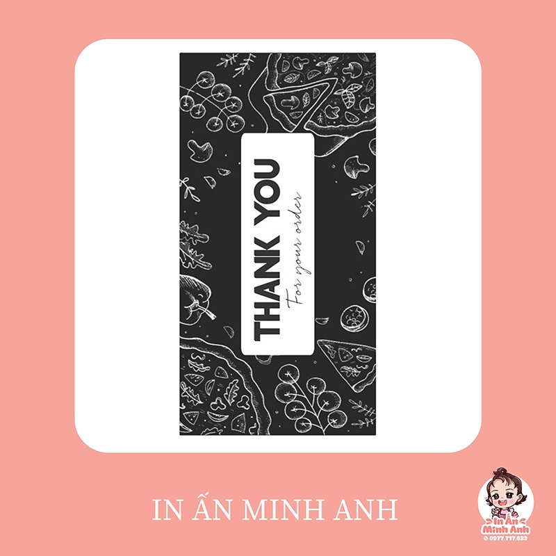 Tem dán sticker open me cute vintage dán chữ thank you trên túi giấy kraft, hộp carton kích thước 6x3 cm DCDN05