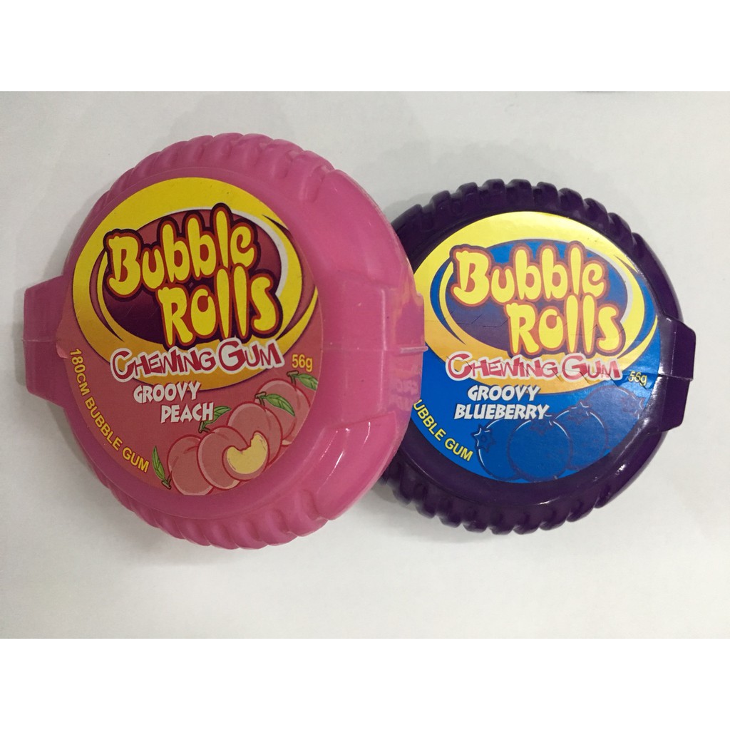 Com bo 2 Kẹo Cao Su Hubba Bubba bubble rolls chewing gum vị Táo & Việt Quất