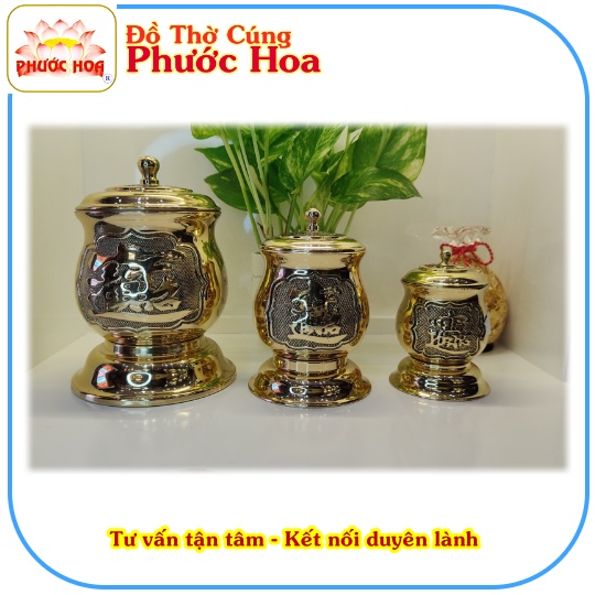 Ly Cúng Có Nắp - Chung Đồng Chiêu Tài Tiến Bảo ( nhiều size) -Đồ Đồng Vĩnh Tiến - Phong Thuỷ - Đồ thờ cúng Phước Hoa