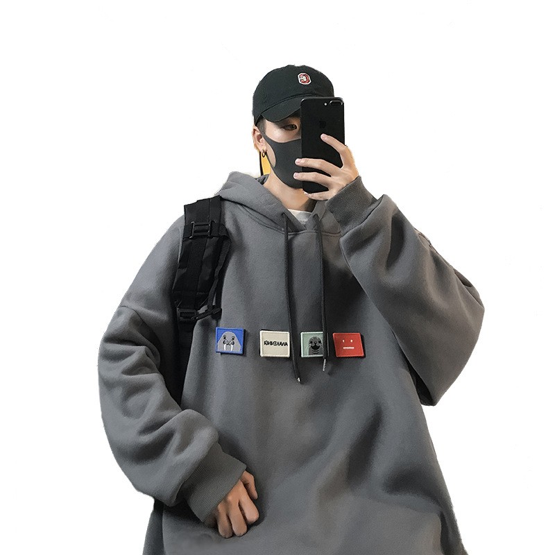 Áo hoodie kích thước S-3XL in họa tiết phong cách Hong Kong dáng rộng dễ phối đồ cho nam