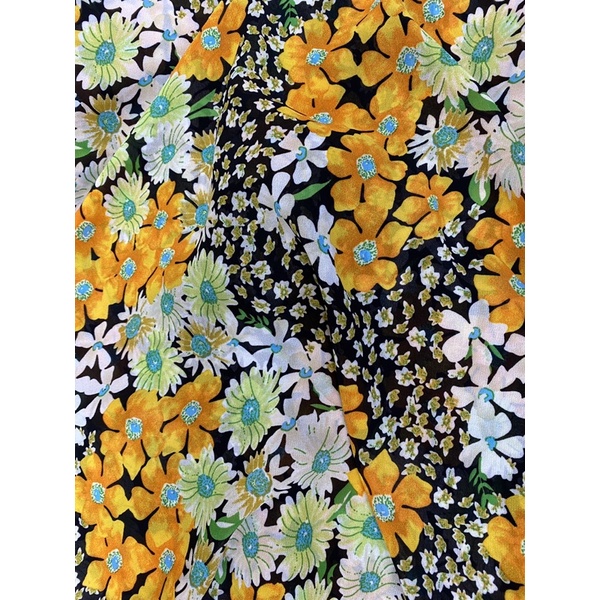 Vải voan Chiffon hoa cúc đều may áo kiểu đầm áo dài