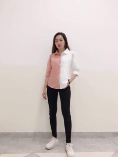 Sơ mi phối hai màu u