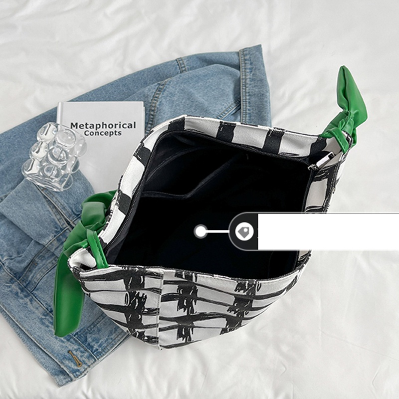 IELGY Túi Đeo Vai Vải canvas Kẻ Sọc Caro Dung Tích Lớn Thời Trang Cho Nữ