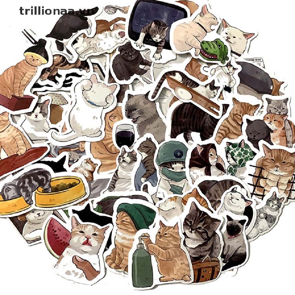 【trillionaa】 Cute pet kitten cute sticker suitcase mobile phone case stationery decoration .
