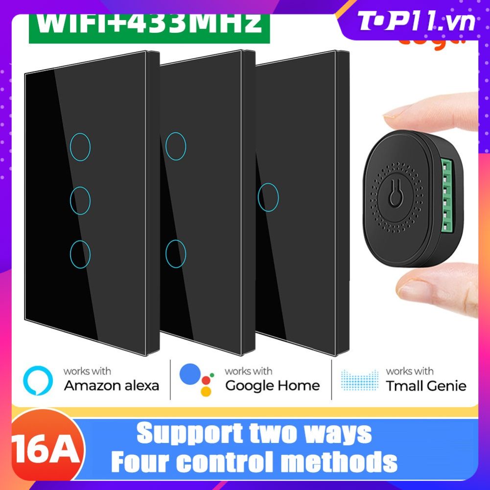 Tuya 16A Chuyển Đổi Thông Minh MINI Không Dây Wifi RF433 MHZ 2-cách điều khiển Tự Động Hóa Nhà Alexa Google Nhà