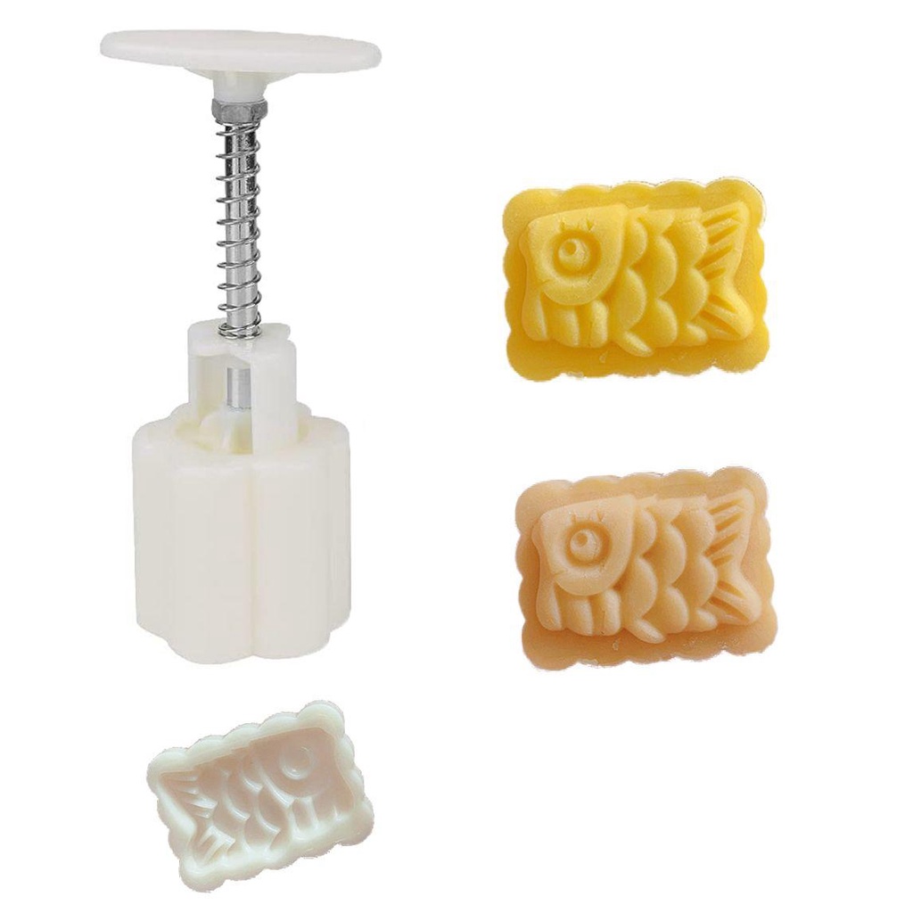 AUGUSTINA 1 Bộ Khuôn Làm Bánh Trung Thu Hình Cá Koi Sáng Tạo 30-50g