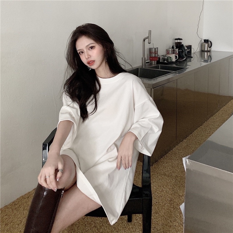 Váy thun form rộng ngắn tay unisex nhiều mầu chất đẹp dáng dấu quần thời trang