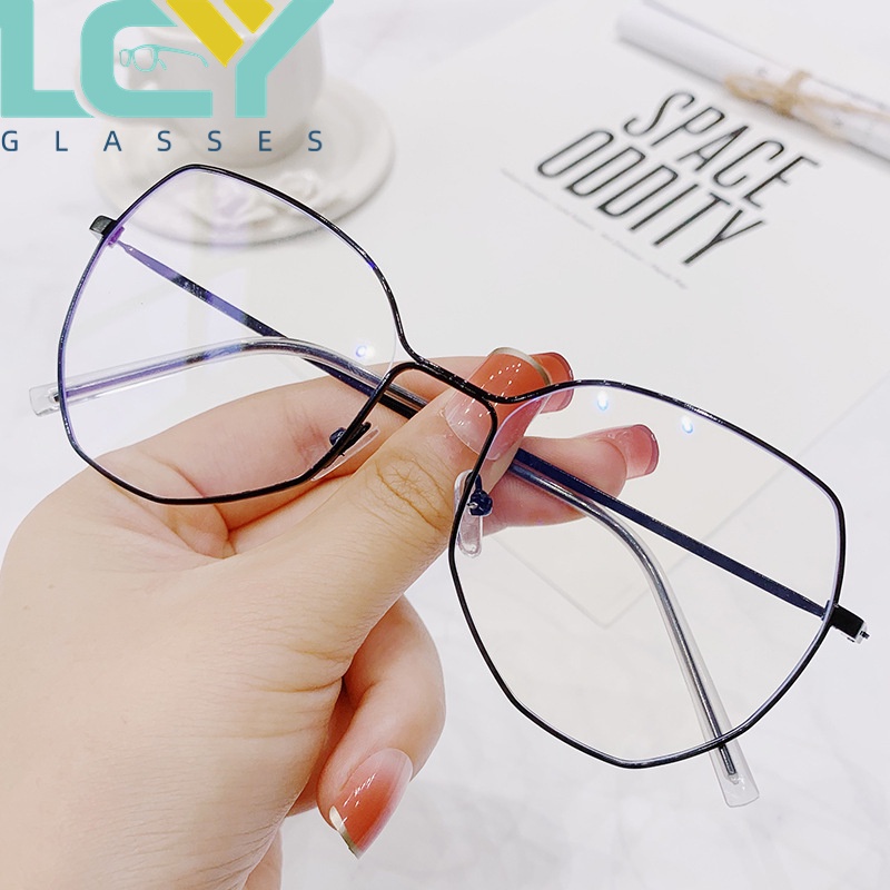 Mắt Kính Gọng Kim Loại Chống Ánh Sáng Xanh Phong Cách retro Mẫu Mới Dành Cho Nữ # 0°-6.0° (Tại Chỗ) 7738