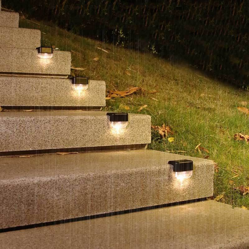 1 Đèn LED Năng Lượng Mặt Trời Chống Thấm Nước Gắn Cầu Thang Ngoài Trời
