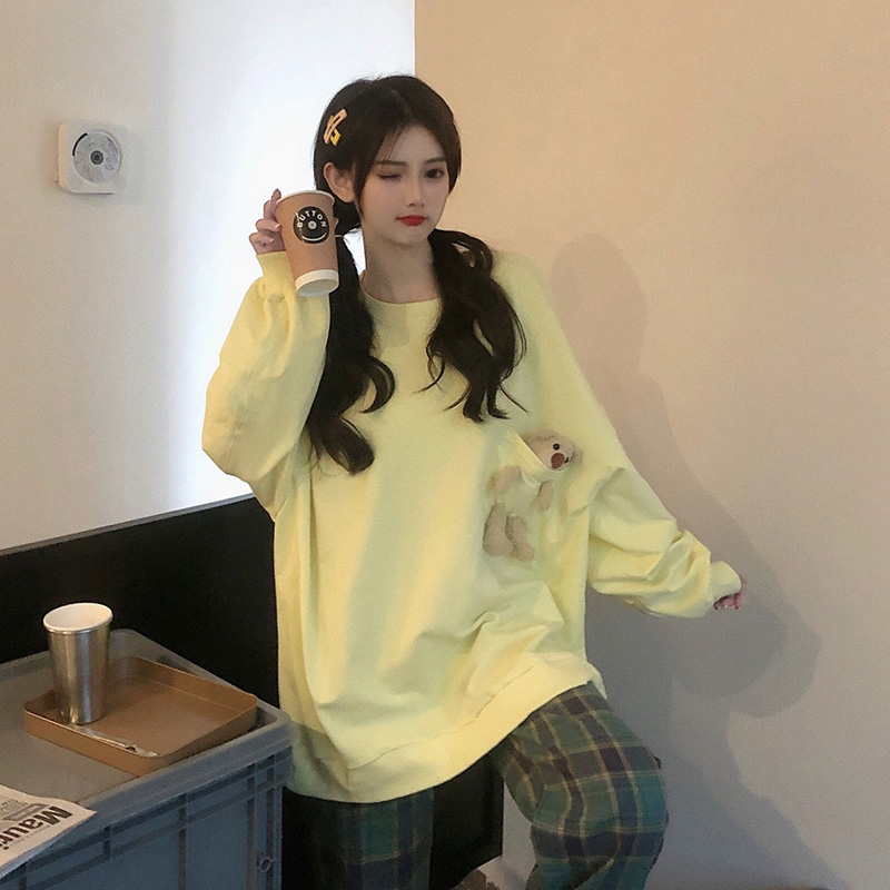 NRVP Áo nữ dài tay cổ tròn phối búp bê thời trang 2020