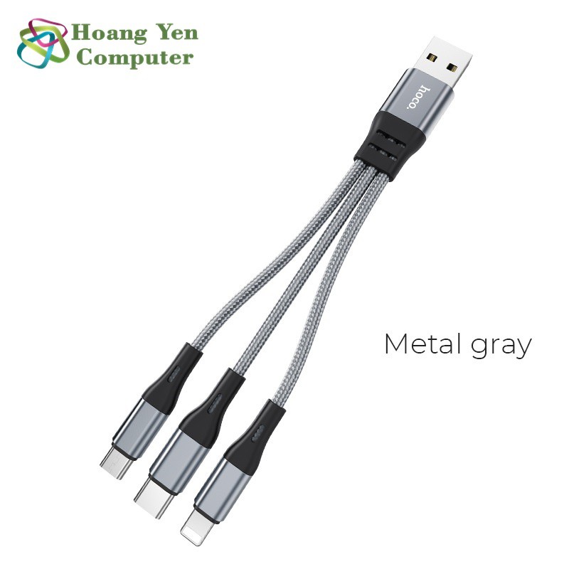 [25CM] Cáp Sạc Hoco X47 3 Đầu IPhone - Micro Usb - Type C Dây Dù Chống Đứt Dài 1M - BH 6 Tháng 1 đổi 1