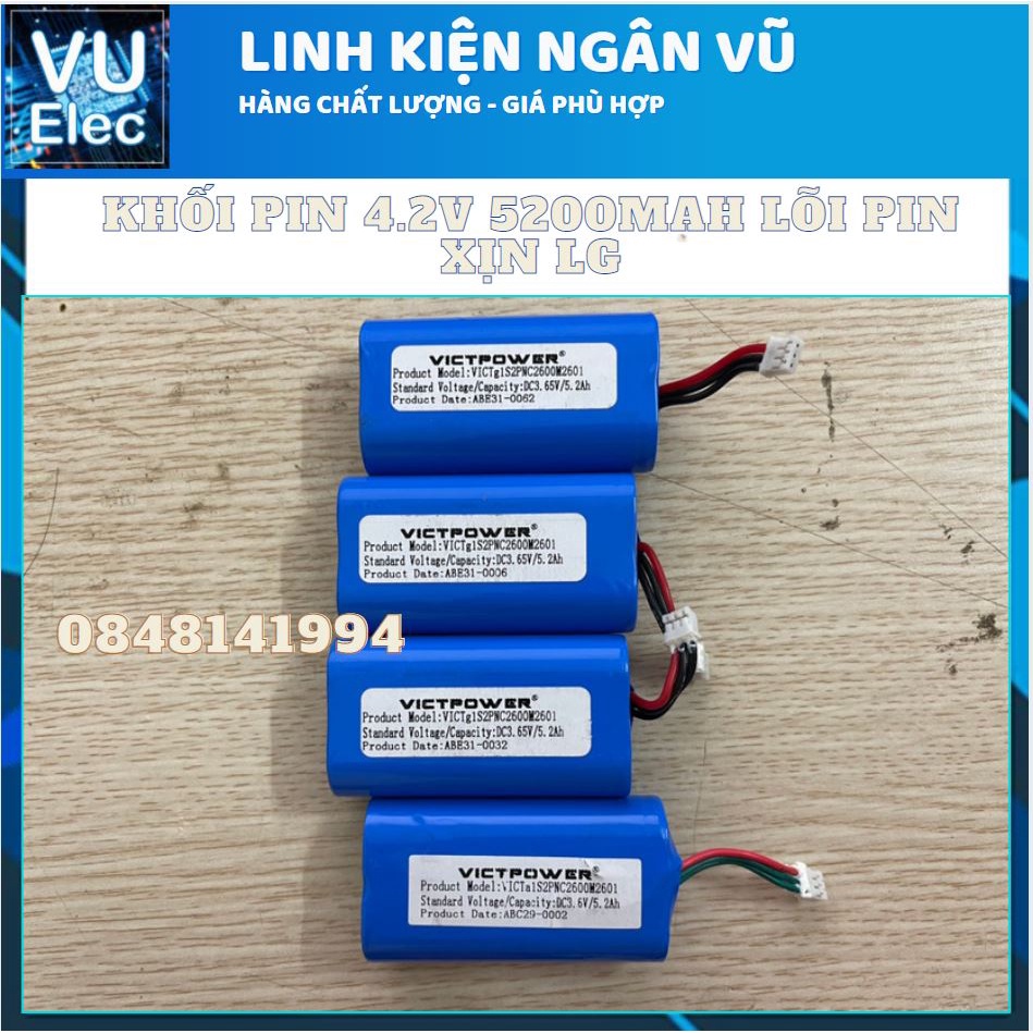 Khối pin POWER 1S - 5200mAH ( CELL PIN LS chính hãng )- Xả 5A Có mạch bảo vệ 1S