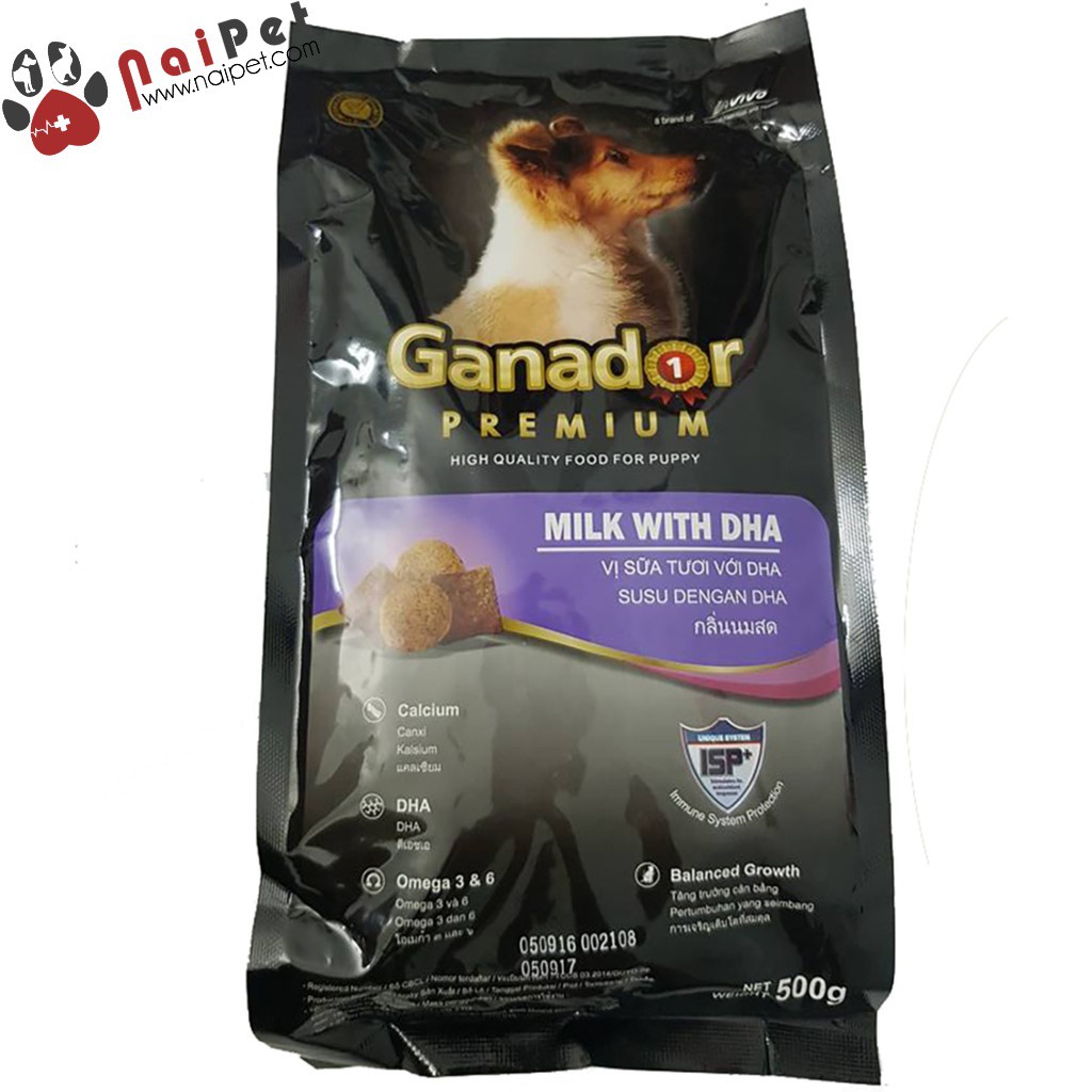 Thức Ăn Hạt Khô Chó Con Cho Tất Cả Các Giống Chó Puppy Sữa Và DHA Ganador 400g