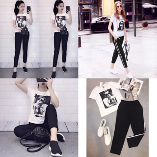 Bộ thun cô gái h&m
