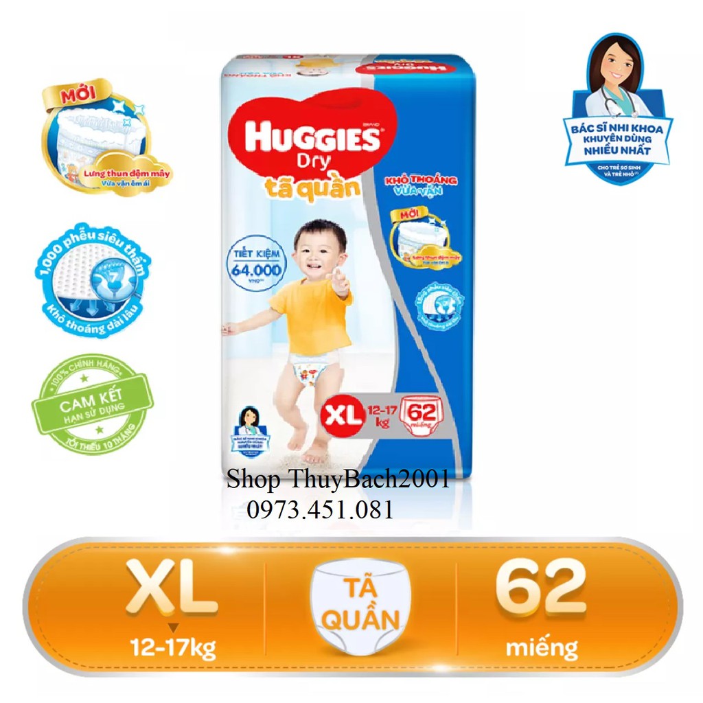 [TẶNG THÊM 8 MIẾNG] Tã quần Huggies M74/L68/XL62/XXL56.