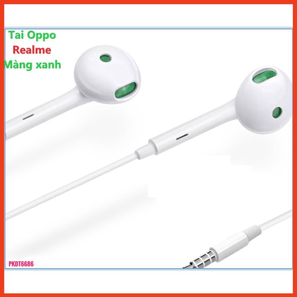 Tai Nghe Nhét Tai Oppo Màng Xanh , Nghe Hay, Êm, Bass Tốt. Jack Cắm 3.5mm