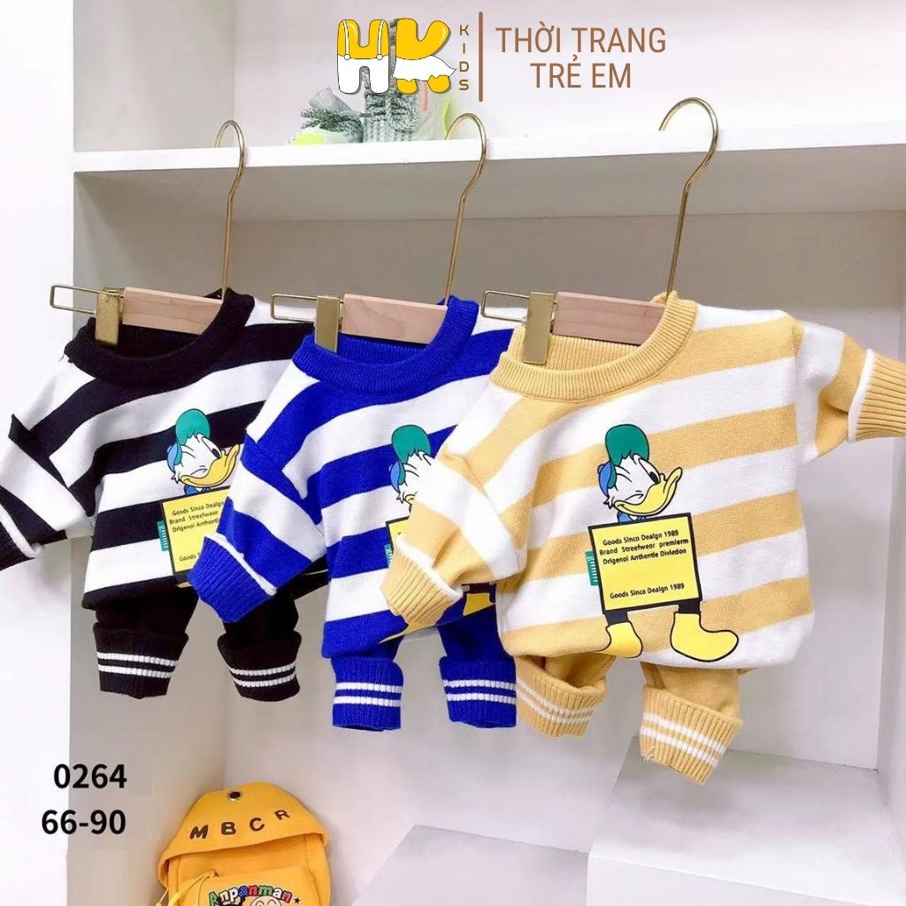 Bộ quần áo len cho bé HK KIDS kiểu kẻ ngang, chất len cao cấp mềm mịn đanh lì size cho bé từ 0 đến 3 tuổi (mã 0264)