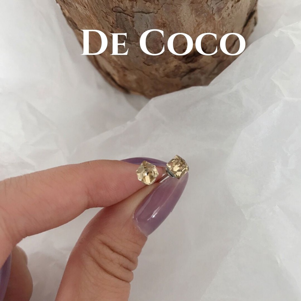 Khuyên tai bông tai đá hổ phách De Coco