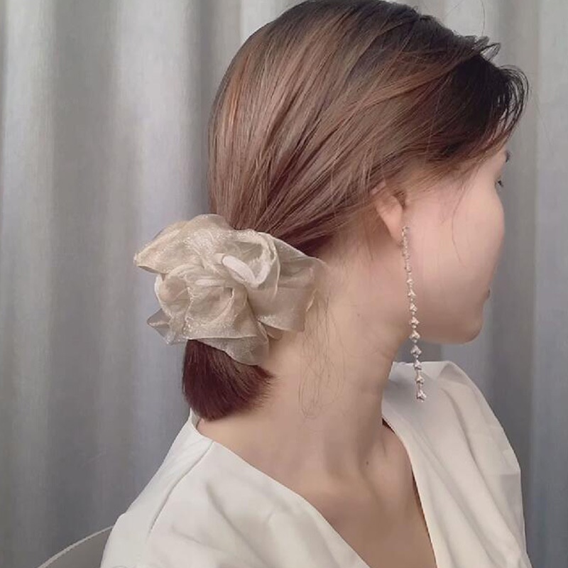 Dây Buộc Tóc Vải Lưới Scrunchies, Dây Cột Tóc Vải Lưới Trơn Phong Cách Hàn Quốc