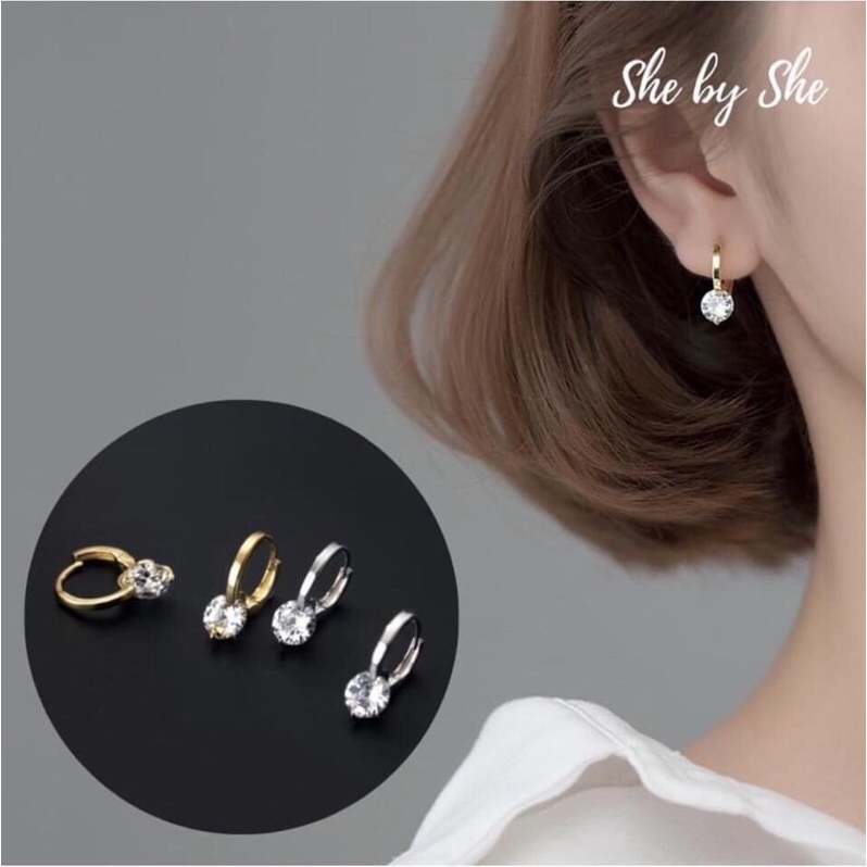 BÔNG TAI BẬP TREO ĐÁ NHỎ XINH - BẠC TA