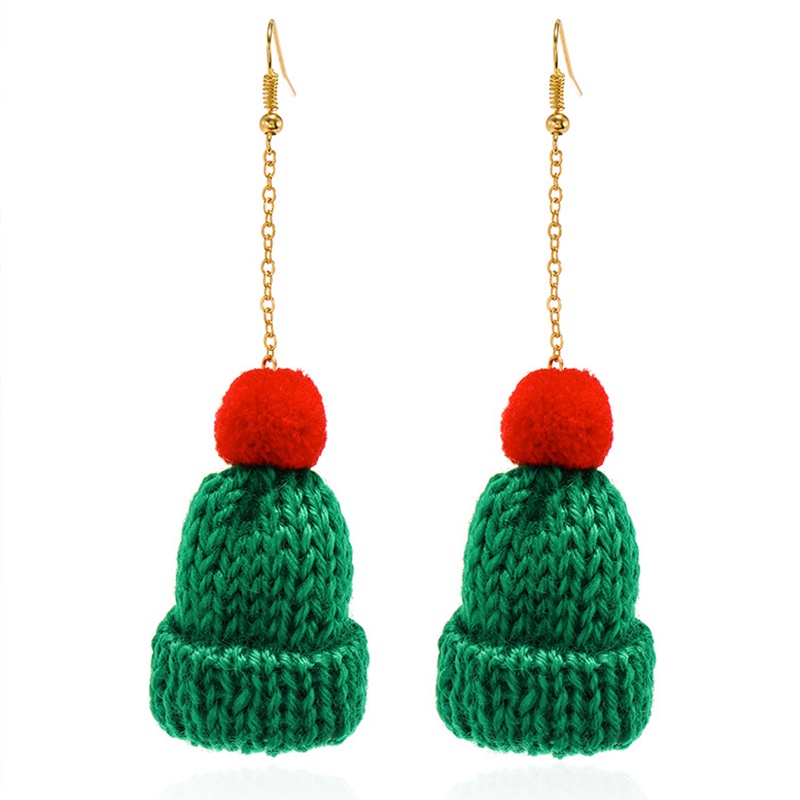 Khuyên tai hình nón len phong cách giáng sinh Hàn Quốc dễ phối đồ cho nữ