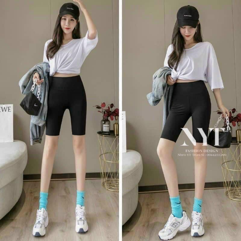 [ảnh thật-sẵn] Quần legging ngố nâng mông hộp xanh