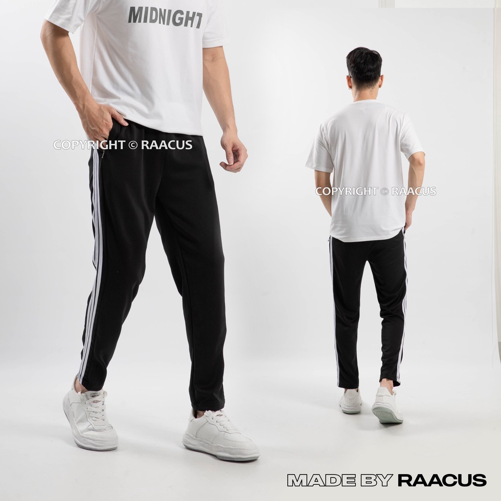 Quần thể thao 3 sọc unisex chất nỉ da cá RAACUSSTORE, quần thể thao ống rộng nam nữ thu đông đẹp-D1QD073