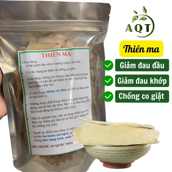 Củ Thiên Ma 500g Phơi Khô, Thái Lát (Loại 1) Đóng Gói Sạch Sẽ, Thiên Ma Giảm Đau Đầu, Ngăn Co Giật