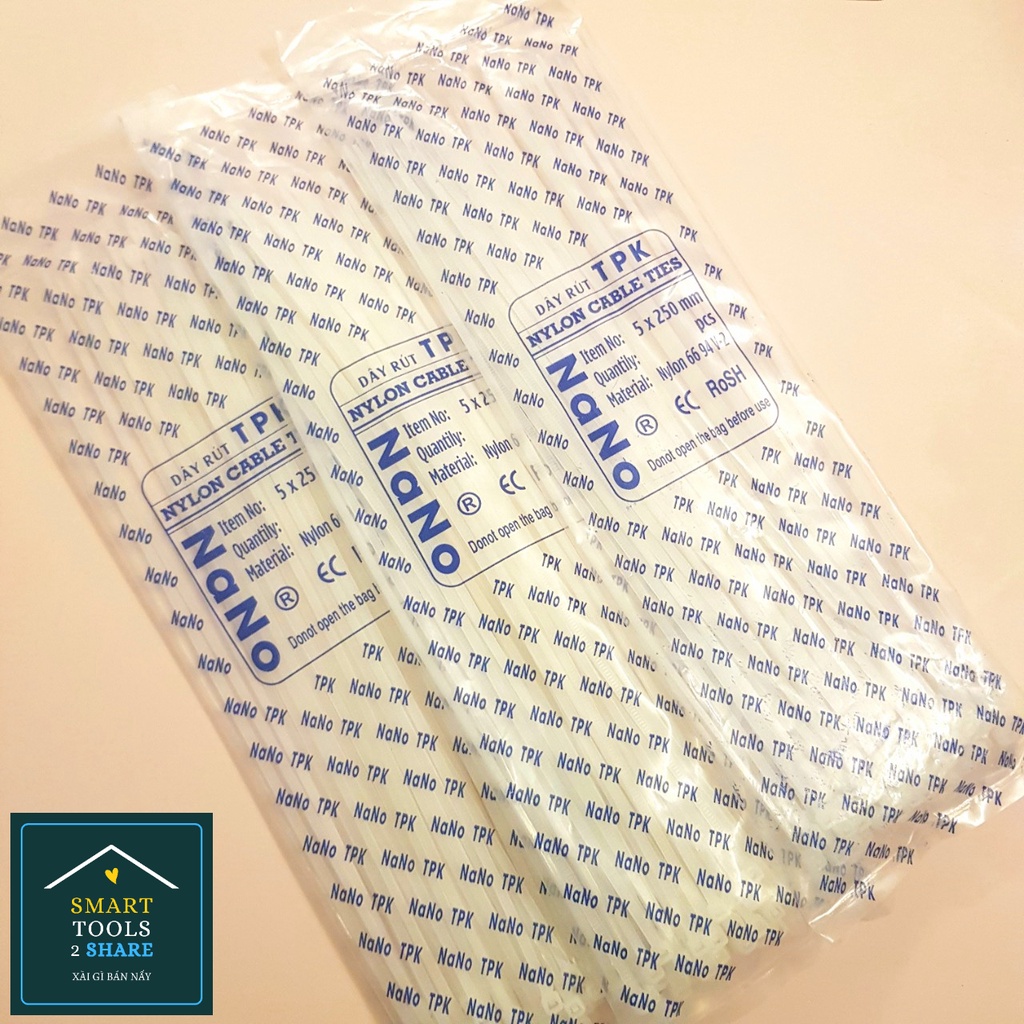 Dây Rút Nhựa, Dây Thít Trắng/ Đen 10cm, 15cm, 25cm, 30cm