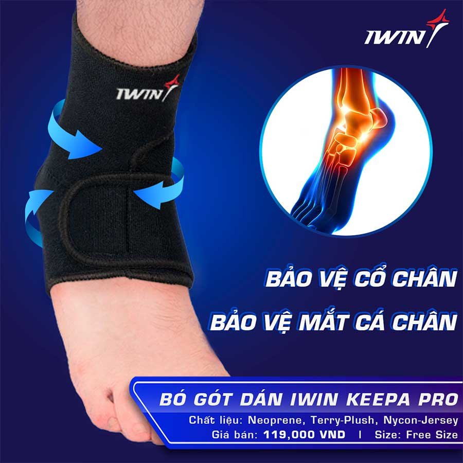 Bó Gót Dán Thể Thao IWIN KEEPA, Bảo Vệ Gót Chân, Mắt Cá Chân Cao Cấp