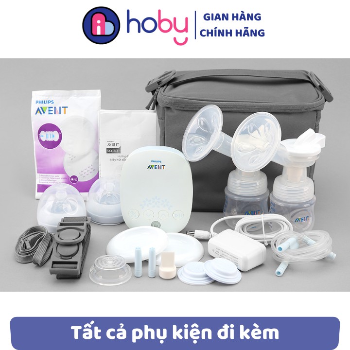 Máy hút sữa bằng điện đôi 𝗣𝗵𝗶𝗹𝗹𝗶𝗽𝘀 𝗔𝘃𝗲𝗻𝘁 𝗦𝗖𝗙𝟯𝟬𝟯/𝟬𝟭 chính hãng bảo hành 12 tháng, tạo dòng sữa nhanh