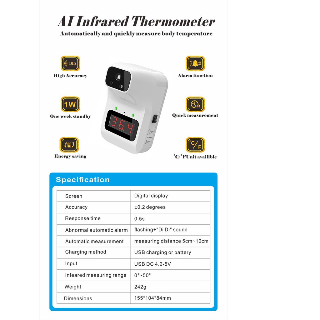 Thiết bị đo thân nhiệt từ xa _ K3 Pro - Phiên bản Việt hóa kèm chân đỡ cao 1m6