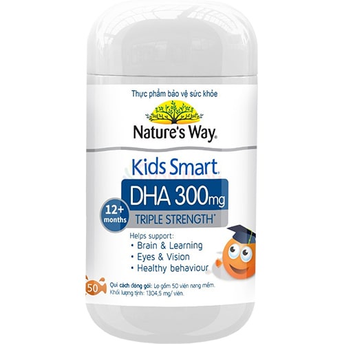 Viên nhai Nature's Way Kids Smart DHA 300mg bổ sung DHA cho bé (50 viên)