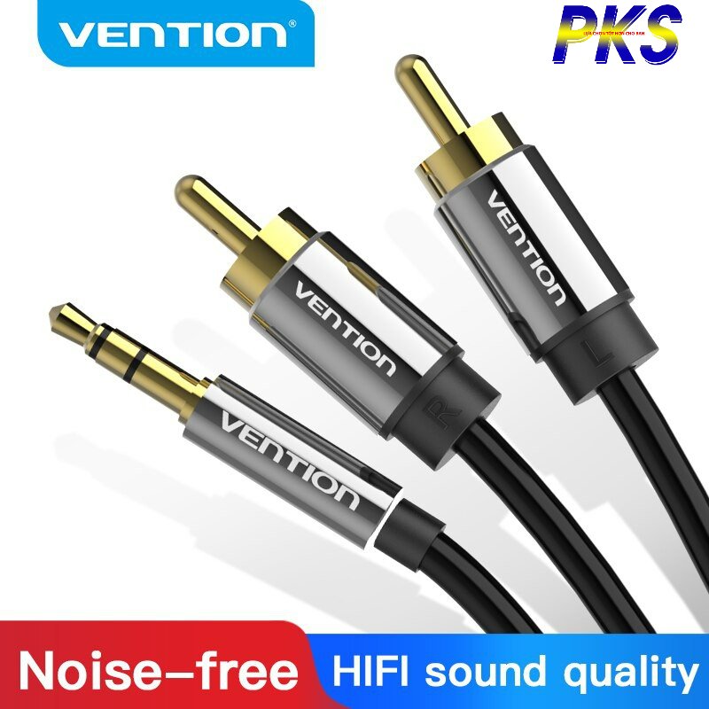 Dây tín hiệu âm thanh 3.5 ra 2 RCA VENTION cao cấp - Dây AV Vention chống nhiễu - Hàng chính hãng