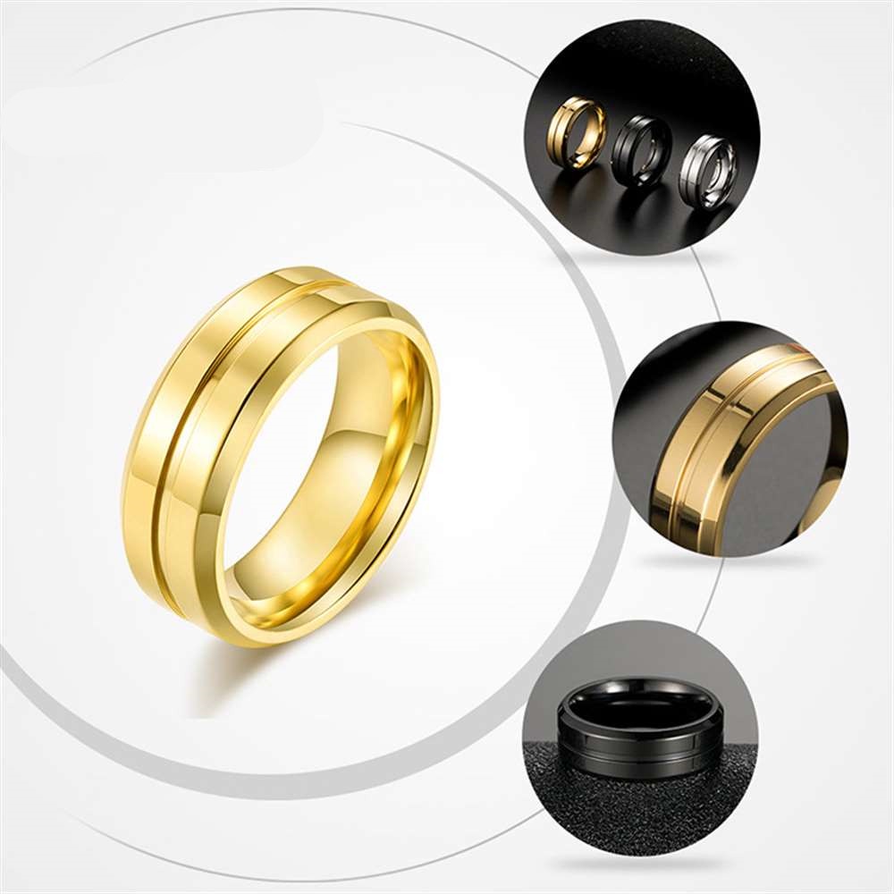 Nhẫn thép titan mịn đơn giản sành điệu cho nam qf031